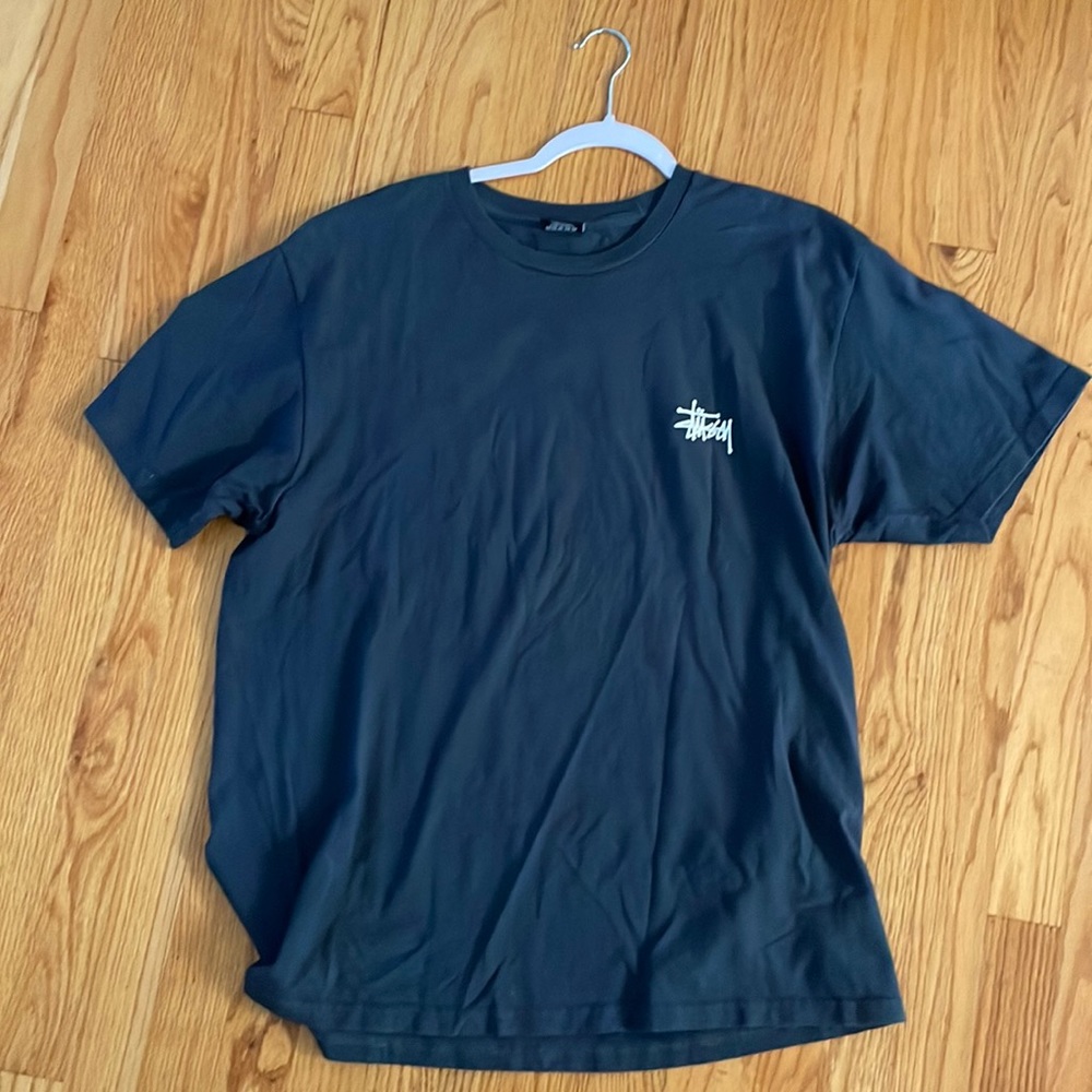 STUSSY LOGO T-SHIRT GREYISH BLUE